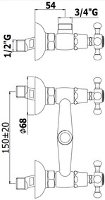 Paffoni Belinda FBLV168R Gruppo doccia rovesciato a muro con attacco superiore cromo