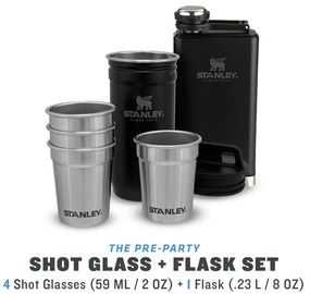 Set di fiaschette e bicchierini nero in acciaio inox 6 pz 250 ml Adventure Black – Stanley