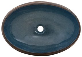 Lavabo da Appoggio Marrone e Blu Ovale 59x40x15 cm Ceramica