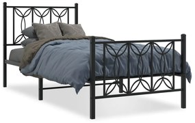 Giroletto Con Testiera E Pediera Metallo Nero 90x190 Cm /