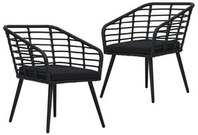 Sedie da giardino con cuscini 2 pz in polyrattan nere