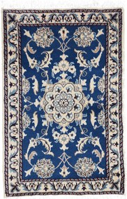 Nain Tappeto persiano 90x60 Blu (Iran) Annodato A Mano