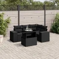 Set Divani da Giardino 5 pz con Cuscini in Polyrattan Nero 3269135