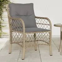 Sedie da Giardino con Cuscini 2 pz Beige Misto in Polyrattan 365157