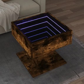 Tavolino Salotto Con Led Rovere Fumo 50x50x45 Cm Multistrato /