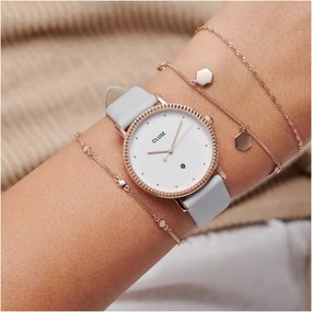 Orologio da donna con cinturino in pelle grigia Le Couronnement - Cluse