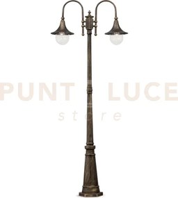 Cima palo da giardino ip43 2 luci attacco e27 alluminio nero h.216cm