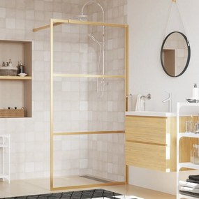 Parete Per Doccia Walk-in Vetro Trasparente Esg 115x195 Cm Oro /