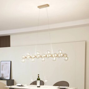 Lampada a sospensione in vetro Naelen Lucande, dimmerabile, Ottone / Oro, Soggiorno / Sala da pranzo, Metallo, Moderno, Lampada a sospensione