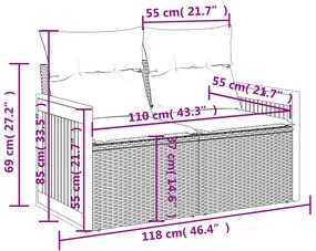 Set Divani da Giardino 11 pz con Cuscini in Polyrattan Grigio