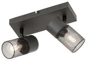 Faretto industriale nero 2 luci orientabile - Jim