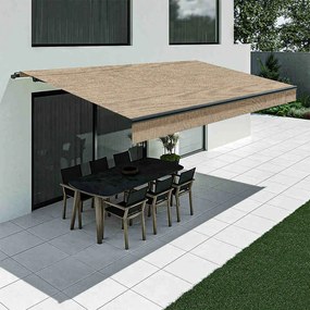 Tenda da sole beige con mantovana dritta, modello Basic senza cassonetto, 2400 x 1500 mm, con manovella, configurazione individuale