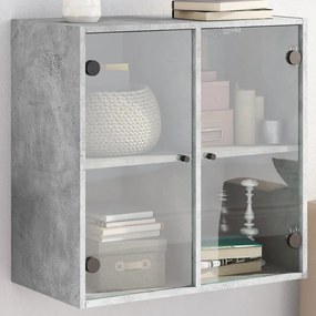 Mobile A Muro Con Ante İn Vetro Grigio Cemento 68x37x68,5 Cm /