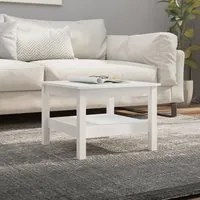 Tavolino da Salotto Bianco 55x55x40 cm Legno Massello di Pino 814270