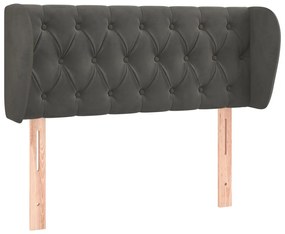 Testiera ad orecchio grigio scuro 103x23x78/88 cm in velluto