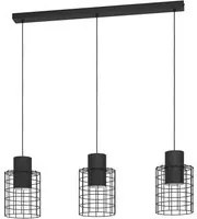 Lampadario Industrial Milligan 3 Luci Acciaio Nero E Bianco