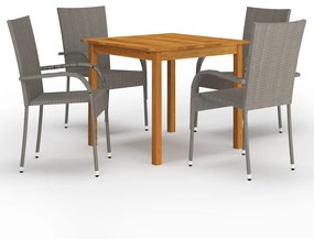 Set mobili da pranzo per giardino 5 pz grigio