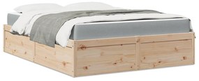 Letto Con Materasso 140x200 Cm İn Legno Massello Di Pino /