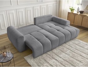 Divano angolare grigio allungabile/con contenitore (con penisola a destra/con chaise lounge) con rivestimento in bouclé Roxelane – Bobochic Paris