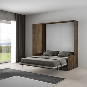 Letto matrimoniale a scomparsa 160 cm con colonna Noce KENTARO SOFŔ