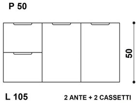 Scocca per base sottolavabo Gola New3 cassetti colore su ordinazione