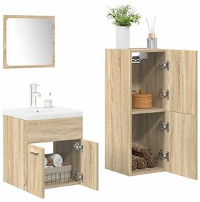 Set Mobili Da Bagno 4 Pz Rovere Sonoma İn Legno Multistrato /