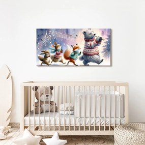 Quadro su tela – Parata invernale di animali con melodia