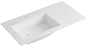 Lavabo a incasso rettangolare vasca a sinistra L 90.5 x H 15 x P 46 cm in resina bianco opaco