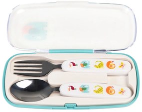 Posate per bambini color crema in acciaio inox 2 pz Wild Wonders – Rex London