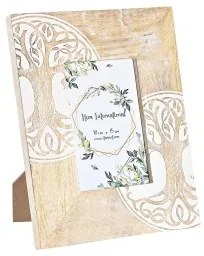 Cornice Portafoto DKD Home Decor Bianco Marrone Legno Cristallo Legno di mango Albero Indiano 20 x 2 x 25,5 cm