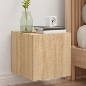 Mobile Tv A Parete Con Luci Led Rovere Sonoma 30,5x35x80 Cm /