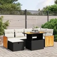 Set Divani da Giardino con Cuscini 7pz Nero Polyrattan 3276248