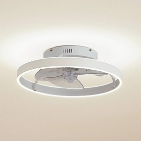Lindby Ventilatore da soffitto LED Momitu, bianco, alluminio, Ø 50 cm