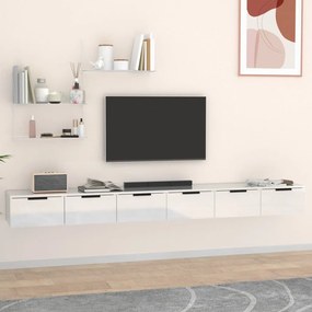 Mobili Parete 2 Pz Bianco Lucido 102x30x20 Cm Legno Multistrato /