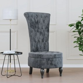 Sedia Schienale Alto Design con Bottoni in Velluto Elegante e Raffinata, Grigio scuro