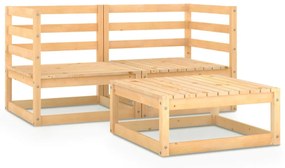 Set Divani da Giardino 3 pz in Legno Massello di Pino