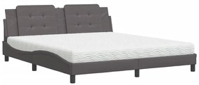 Letto con materasso grigio 180x200 cm in similpelle