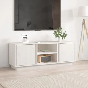 Mobile Porta Tv Bianco 110x35x40,5 Cm İn Legno Massello Di Pino /