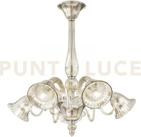 Lampadario poseidon champagne 5 luci attacco e14 72x65cm in vetro s...