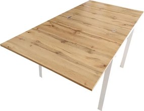 Tavolo da cucina moderno con gambe in metallo bianche 90x90 allungabile a libro