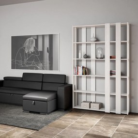 Libreria Kato Small: Eleganza Versatile per Ambienti Compatti, Libreria E / Bianco Frassino