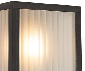 Lampada da parete per esterno nera con vetro rigato a 2 luci IP44 - Charlois
