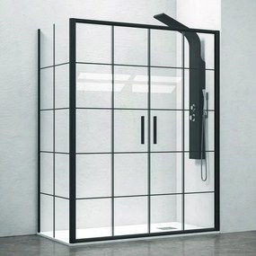 Box doccia angolare 180x80 doppio scorrevole telaio nero NICO-D6000S - KAMALU