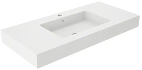 Lavabo a incasso rettangolare vasca centrale SOLID L 101 x H 14 x P 46 cm in solid surface bianco opaco