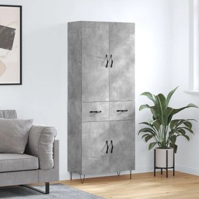 Credenza grigio cemento 69,5x34x180 cm in legno multistrato