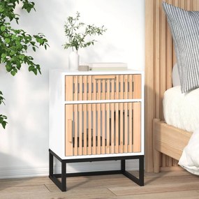 Comodino Bianco 40x30x55,5 Cm Legno Multistrato E Ferro /