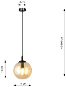 Lampadario a sospensione con filo COSMO 1xE14/10W/230V diametro 14 cm nero/beige