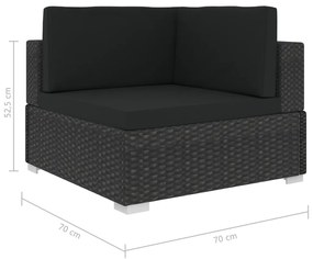 Set Divani da Giardino 6 pz con Cuscini in Polyrattan Nero