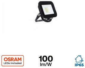 Faro LED 10W IP65, 100lm/W - LED OSRAM Black Colore  Bianco Caldo 2.700K