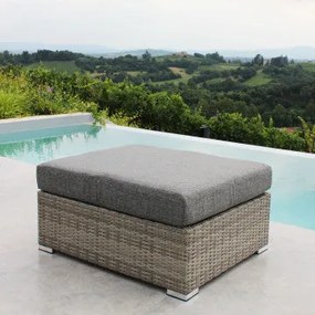 Poggiapiedi Copacabana con struttura in alluminio e wicker grigio